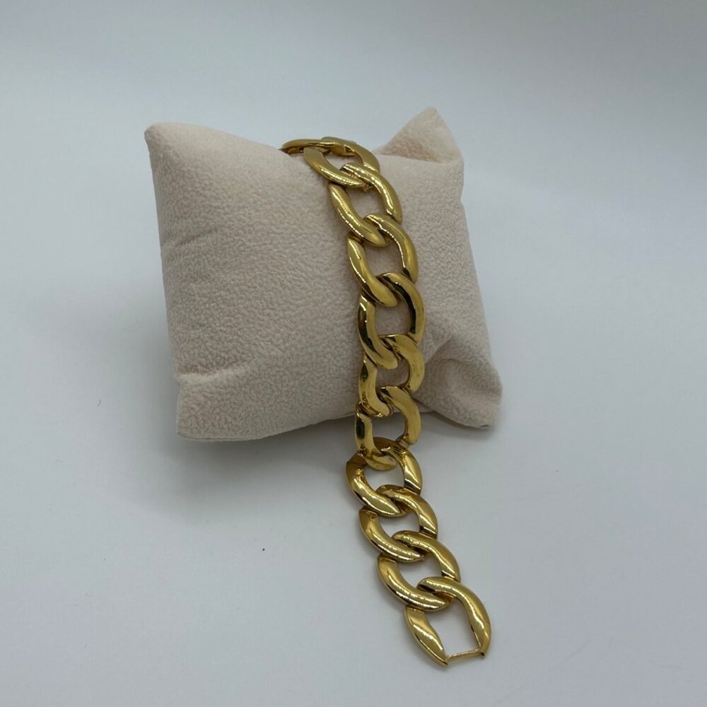 Vintage Napier Gold-tone Bracelet Chunky Curb Link 80s Designer Statement 7 in. - Picture 9 of 14